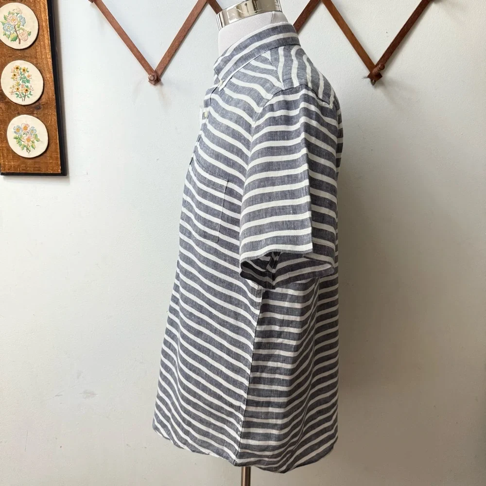 J. Crew Linen Striped Oxford Button Down Shirt
